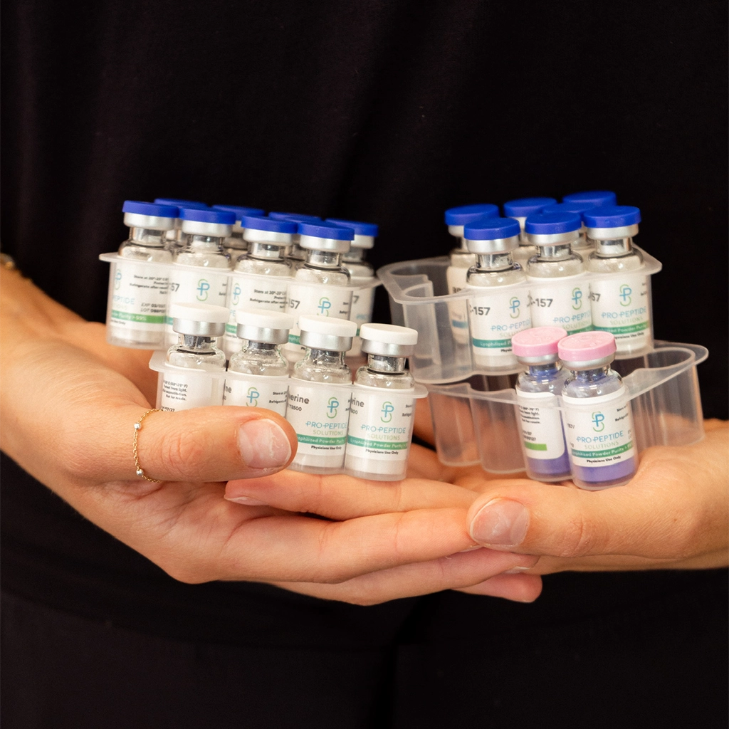 about face medical aesthetics holding vials lots of injectable peptides